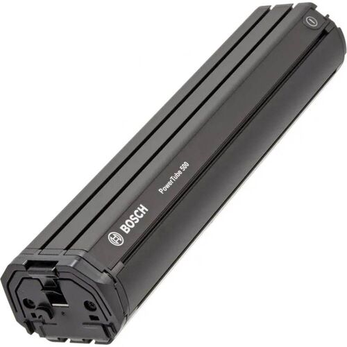 Bosch Powertube 500 Akku in schwarzem Gehäuse für Elektrofahrräder.