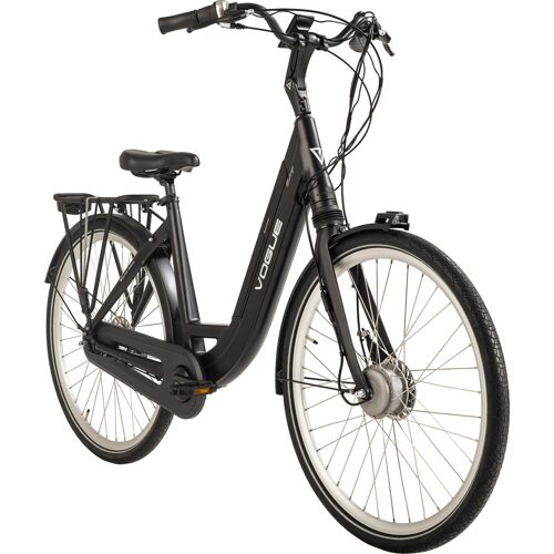 Schwarzes Elektrofahrrad mit Vorderradmotor auf weißem Hintergrund. Schwarzes Elektrofahrrad mit Vorderradmotor auf weißem Hintergrund.