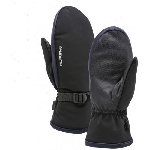Schwarze Fäustlinge mit verstellbaren Schnallen für Outdoor- und Winteraktivitäten.