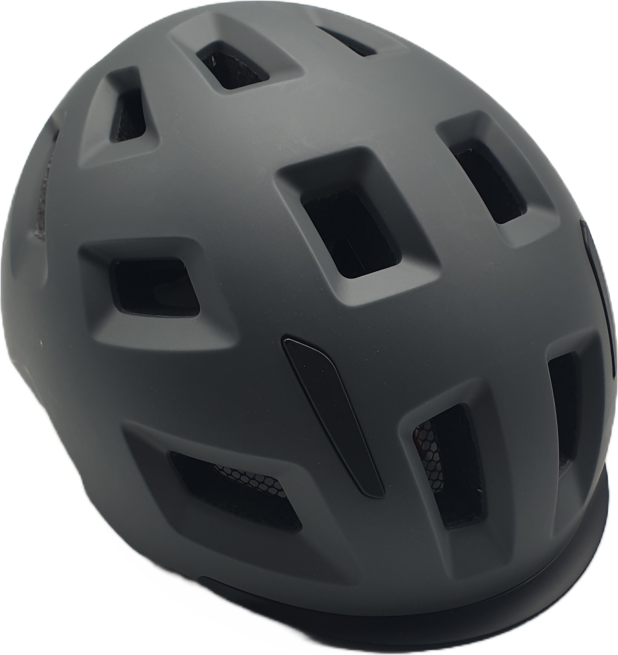Schwarzer Fahrradhelm mit Belüftungsöffnungen für Sicherheit und Komfort.