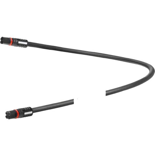 Ein schwarzes Kabel mit Steckverbindern an beiden Enden. Ein schwarzes Kabel mit Steckverbindern an beiden Enden.