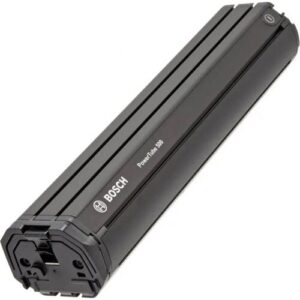 Bosch Powertube 500 Akku in schwarzem Gehäuse für Elektrofahrräder.