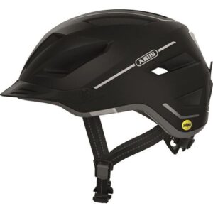Schwarzer Fahrradhelm mit MIPS-Technologie und Belüftungsschlitzen